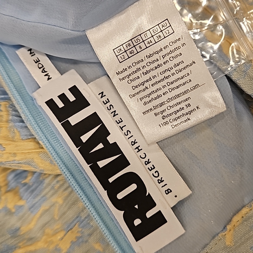 💕ROTATE💕 Button-Detailed Ruched Crinkled-Jacquard Mini Dress Angel Fall 8 NWOT - Picture 16 of 16